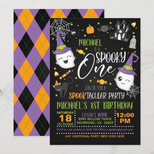 Spooky One Birthday Invitation - Blk