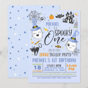 Spooky One Birthday Invitation - Blue