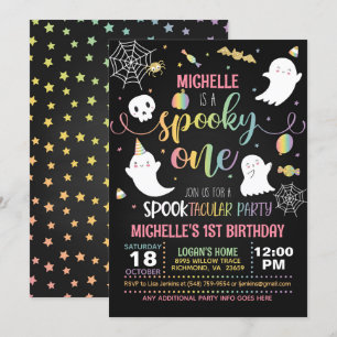 Spooky One Birthday Invitation - Girl (Blk/Pastel)