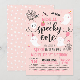 Spooky One Birthday Invitation - Girl (Pink)