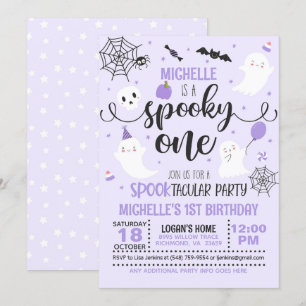 Spooky One Birthday Invitation - Girl (Purple)
