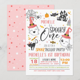 Spooky One Birthday Invitation - Girl White