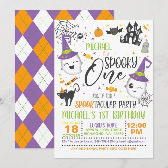 Spooky One Birthday Invitation - White (Front/Back)