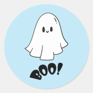 Spooky One Blue Cute Ghost Halloween 1st Birthday Classic Round Sticker
