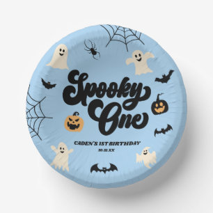 Spooky One Blue Halloween 1st Birthday Party Paper Plate
