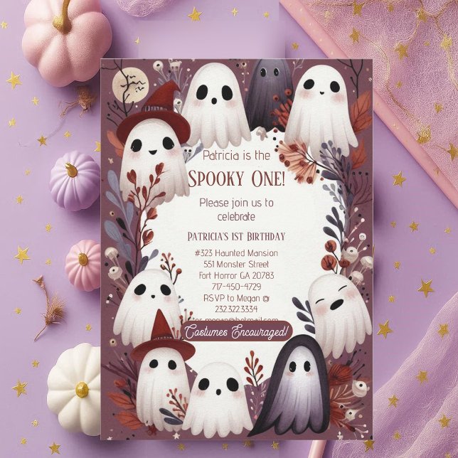 Spooky One Boo Crew Friendly Ghost Ghouls Birthday Invitation (Spooky One Boo Crew Friendly Ghost Ghouls Birthday Invitation)