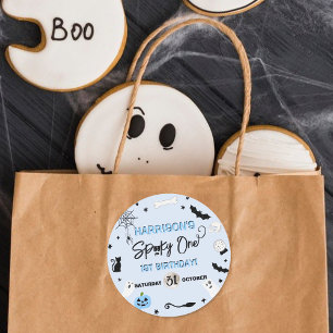Spooky One! Boys Halloween 1st Birthday Party Classic Round Sticker