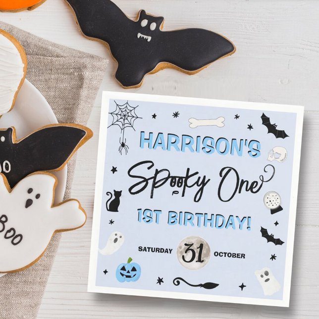 Spooky One! Boys Halloween 1st Birthday Party Napkin (Creator Uploaded)
