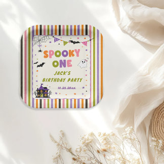 Spooky One Colourful Halloween Birthday Party Paper Plate