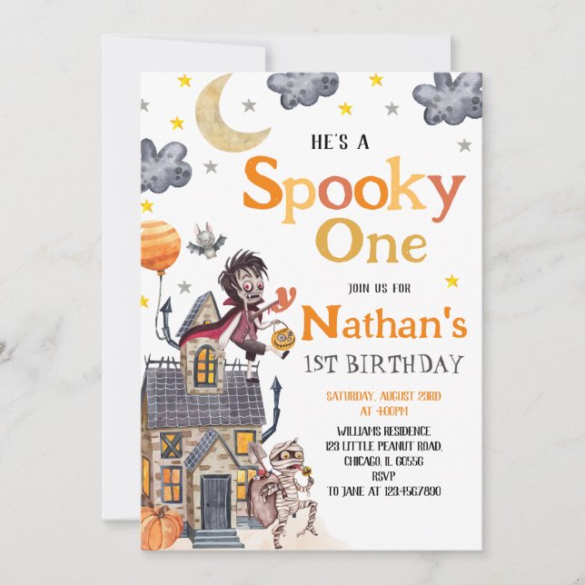 Spooky One Costume Party Halloween Birthday Invitation (Front)