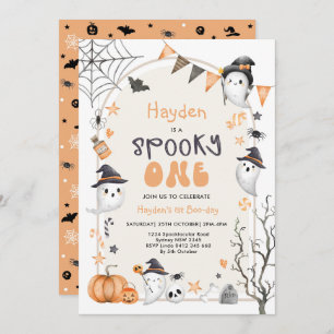 Spooky One Cute Ghost 1st Birthday Party Invitatio Invitation