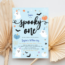 Spooky One Cute Ghost Blue Halloween 1st Birthday