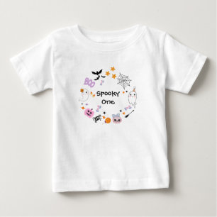 Spooky One Cute Ghost Halloween 1st Birthday  Baby T-Shirt