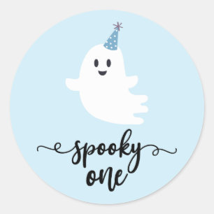 Spooky One Cute Ghost Halloween 1st Birthday Classic Round Sticker