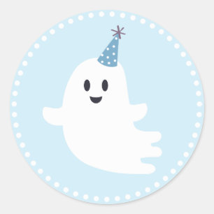 Spooky One Cute Ghost Halloween 1st Birthday Favou Classic Round Sticker