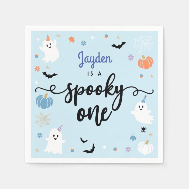 Spooky One Cute Ghost Halloween 1st Birthday Napkin (Front)