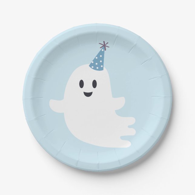 Spooky One Cute Ghost Halloween 1st Birthday Paper Plate (Front)