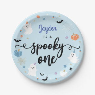 Spooky One Cute Ghost Halloween 1st Birthday Paper Plate