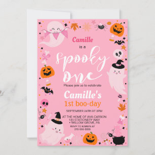 Spooky One cute ghost Halloween Birthday  Invitation