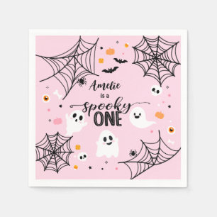 Spooky One Cute Ghost Pink Halloween Napkin