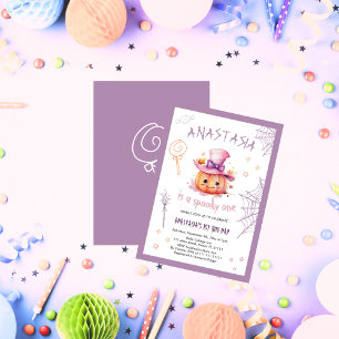 Spooky One Cute Halloween Baby Girl 1st Birthday Invitation