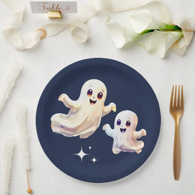 Spooky one cute Halloween Birthday  Paper Plate (Wedding)