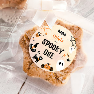Spooky One Cute Halloween Ghost 1st Birthday Classic Round Sticker