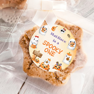 Spooky One Cute Halloween Ghost 1st Birthday Classic Round Sticker