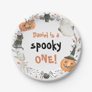 Spooky One Cute Halloween Ghost 1st Birthday Decor Paper Plate