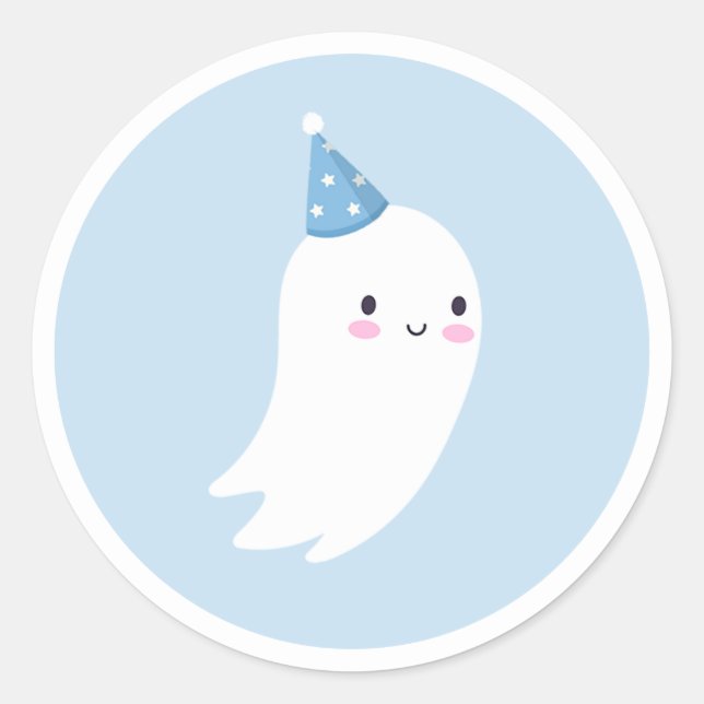 Spooky One Cute Halloween Ghost 1st Birthday Favou Classic Round Sticker (Front)