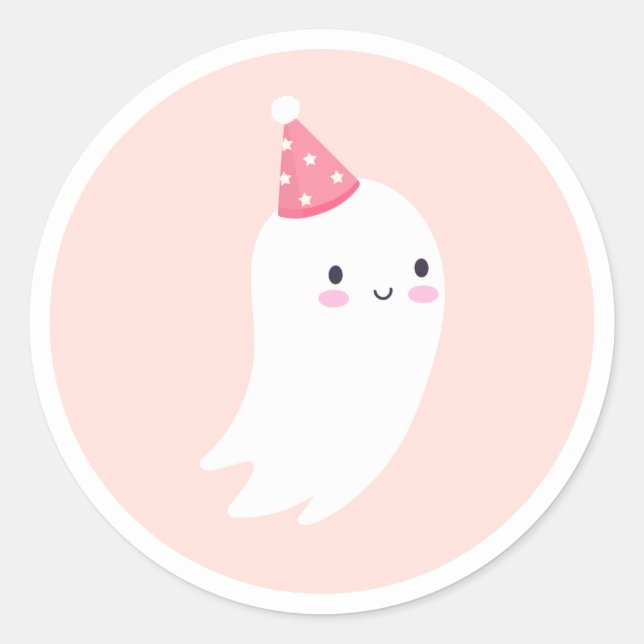 Spooky One Cute Halloween Ghost 1st Birthday Favou Classic Round Sticker (Front)