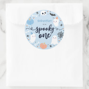 Spooky One Cute Halloween Ghost 1st Birthday Favou Classic Round Sticker