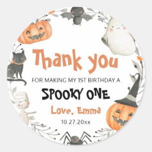Spooky One Cute Halloween Ghost 1st Birthday Favou Classic Round Sticker