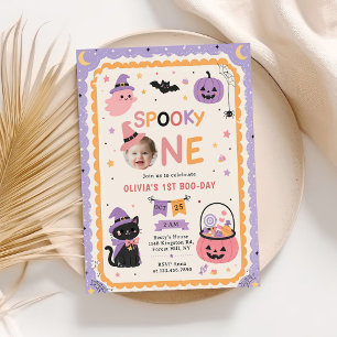 Spooky One Cute Halloween Ghost 1st Birthday Invitation