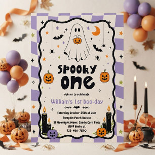 Spooky One Cute Halloween Ghost 1st Birthday Invitation