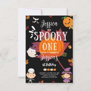 Spooky One Cute Halloween Ghost 1st Birthday Party Invitation
