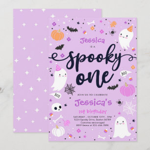 Spooky One Cute Halloween Ghost 1st Birthday Party Invitation