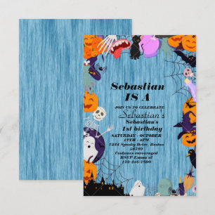 Spooky One Cute Halloween Ghost 1st Birthday Party Invitation