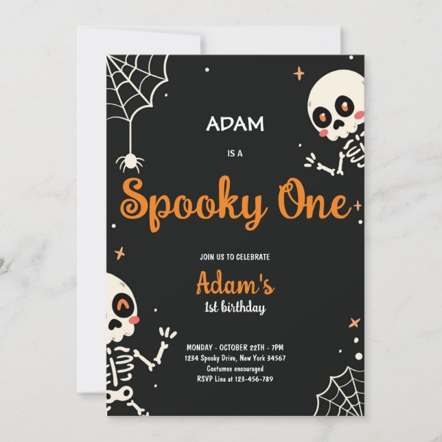 Spooky One Cute Halloween Ghost 1st Birthday Party Invitation (Front)