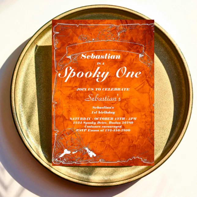 Spooky One Cute Halloween Ghost 1st Birthday Party Invitation | Zazzle