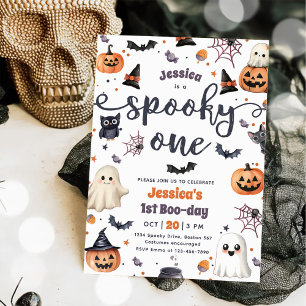 Spooky One Cute Halloween Ghost 1st Birthday Party Invitation
