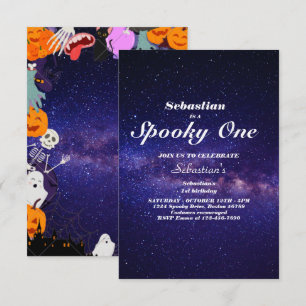 Spooky One Cute Halloween Ghost 1st Birthday Party Invitation