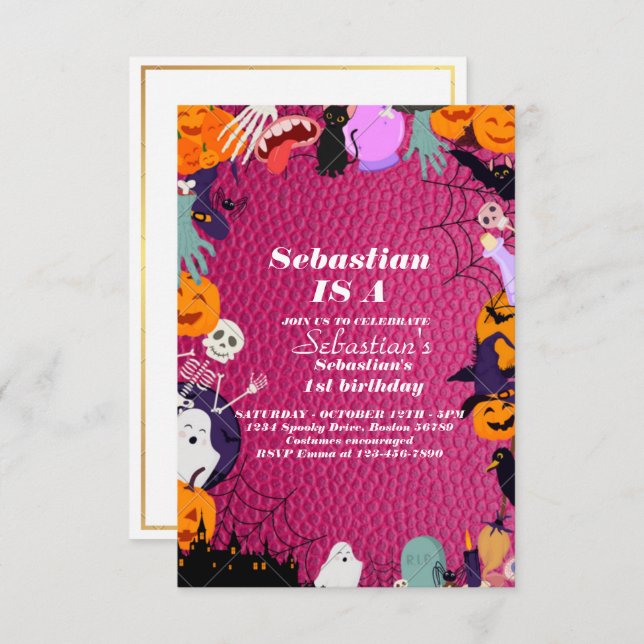 Spooky One Cute Halloween Ghost 1st Birthday Party Invitation (Front/Back)