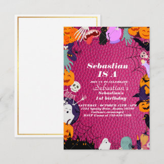Spooky One Cute Halloween Ghost 1st Birthday Party Invitation