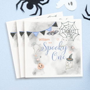 Spooky One Cute Halloween Ghost 1st Birthday Party Napkin
