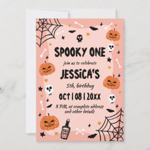 Spooky one cute halloween ghost birthday party invitation
