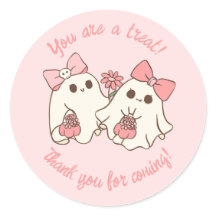 Spooky One Cute Pink Ghost & Bows 1st Birthday