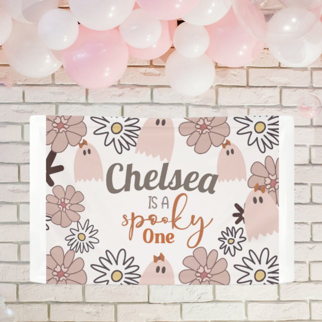Spooky One Cute Pink Ghost Halloween Custom Banner (Creator Uploaded)