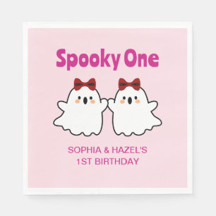 Spooky One Cute Twin Girls Halloween 1st Birthday Napkin