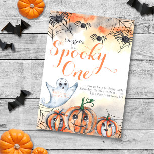 Spooky One Cute Watercolor Halloween 1st Birthday Invitation
